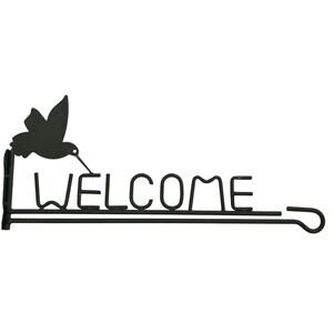 VTG Dark Green Powder Coated "Welcome" Hummingbird Plant Flag Hanger Wall Mount